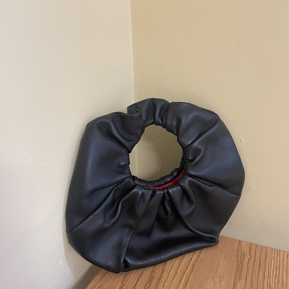 Mansur Gavriel Handbags - Mansur Gavriel Mini Scrunchie Bag in Black/Flamma
